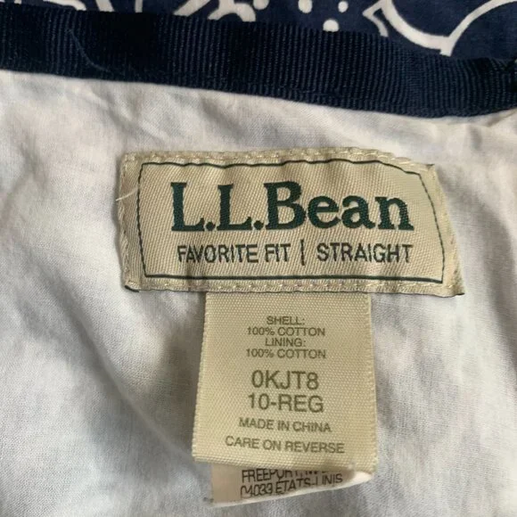 4/$15  L. L. Bean Blue and White floral Skirt 10 Regular Favorite Fit Straight - Picture 3 of 5